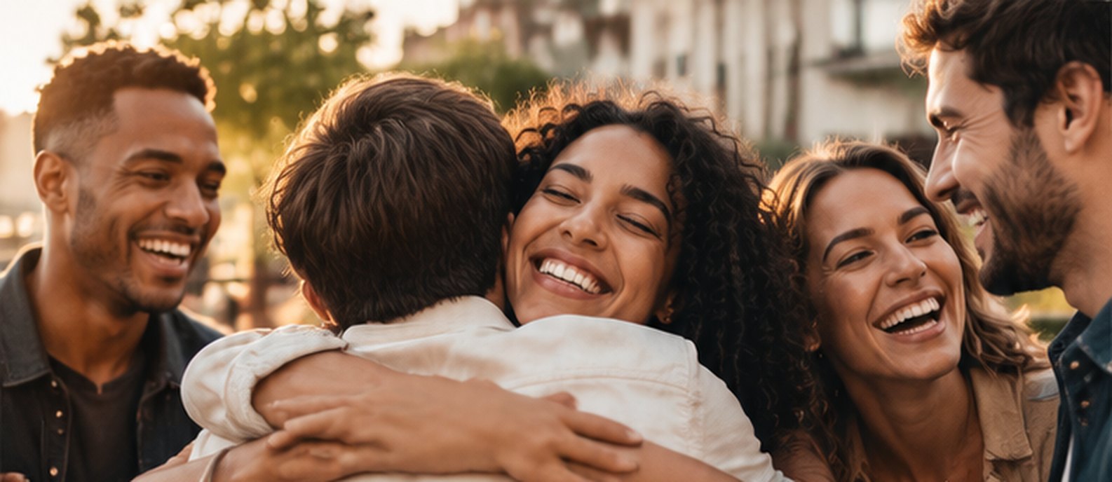 Des amis heureux de se retrouver